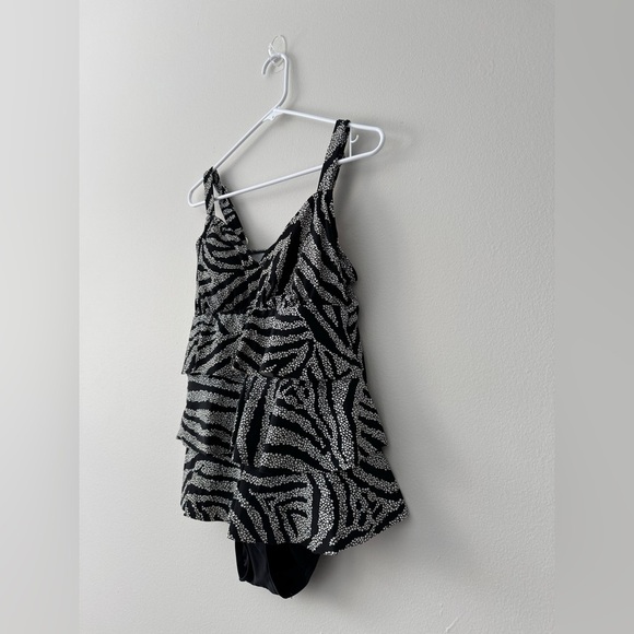 Swim Plus Zebra Print Tankini High-waist Swimsuits Set, Size 14 - Picture 4 of 10